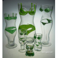 colored bikini woman shape beer glasses